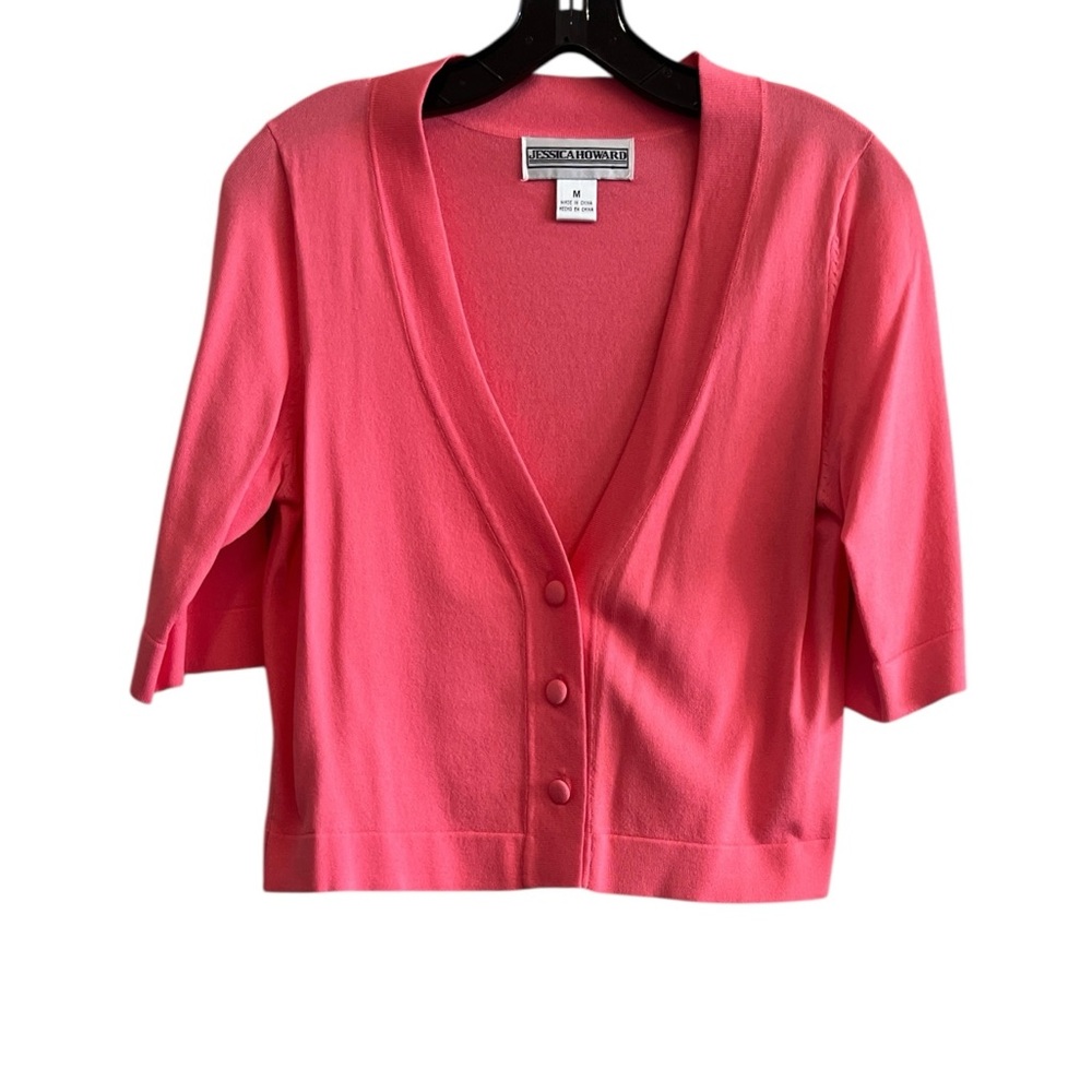 Jessica Howard Coral/Salmon Button-Up Cardigan size Medium